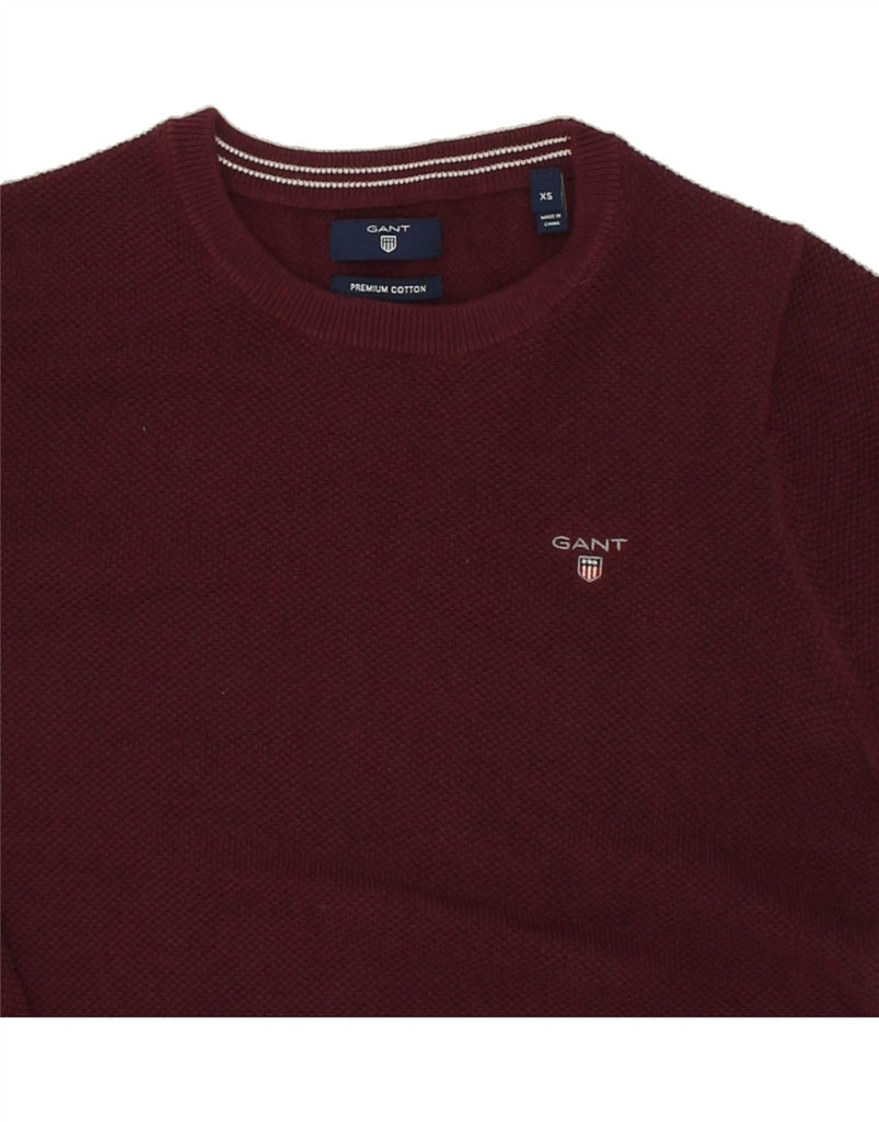 GANT Womens Sweatshirt Jumper UK 6 XS Maroon Cotton Vintage Gant and Second-Hand Gant from Messina Hembry 