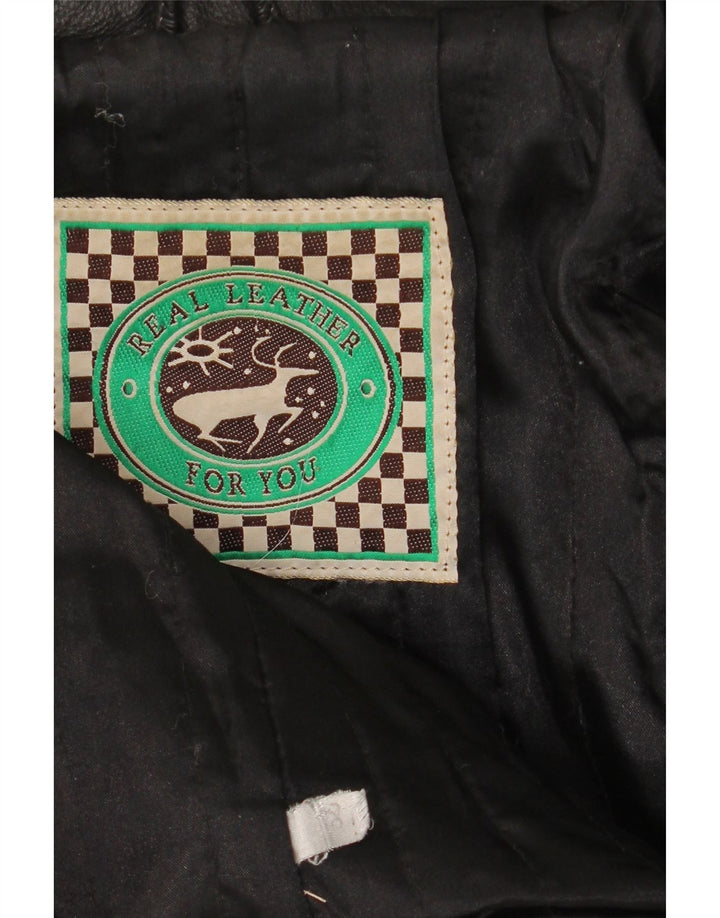 Vintage Mens Leather Jacket IT 56 3XL Black Leather