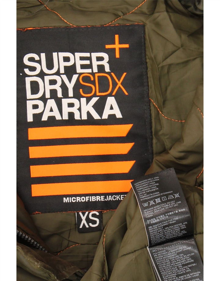Superdry Womens Oversized Hooded Parka Jacket UK 6 XS Khaki Polyester