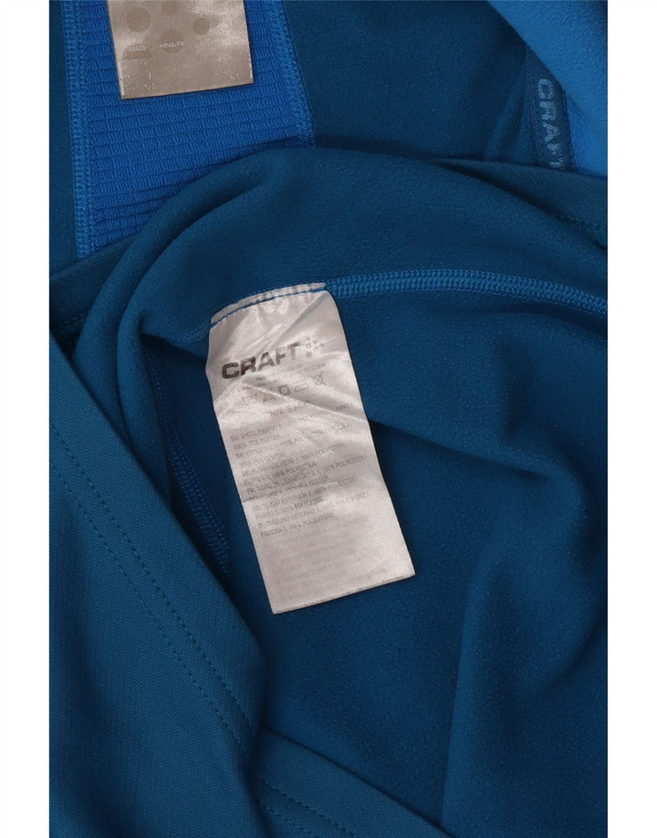 Vintage Mens Zip Neck Pullover Tracksuit Top Medium Blue Colourblock