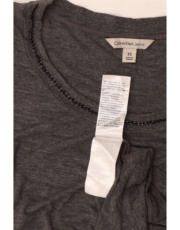 Calvin Klein Womens Loose Fit T-Shirt Top UK 8 XS Grey Rayon