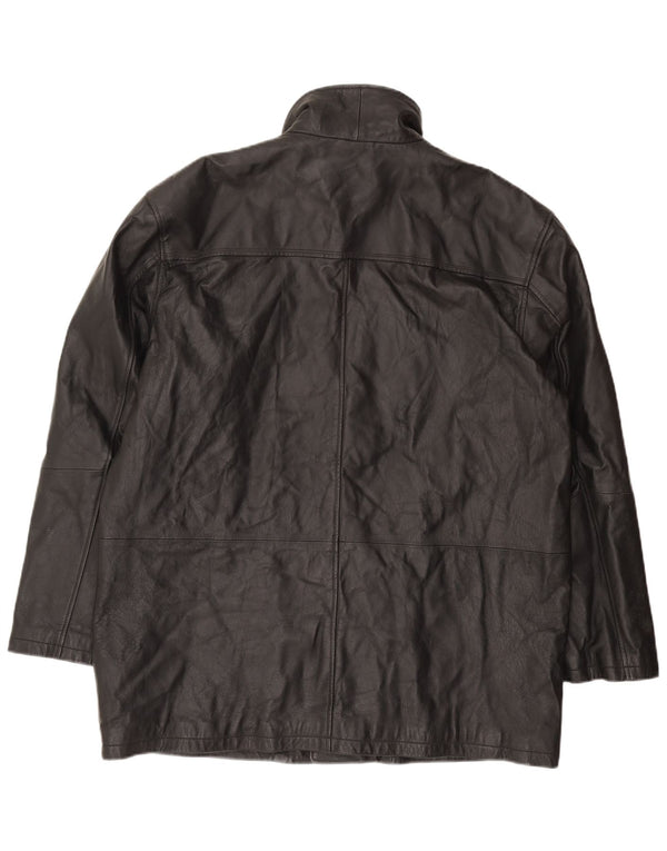 Vintage Mens Leather Jacket IT 58 4XL Black