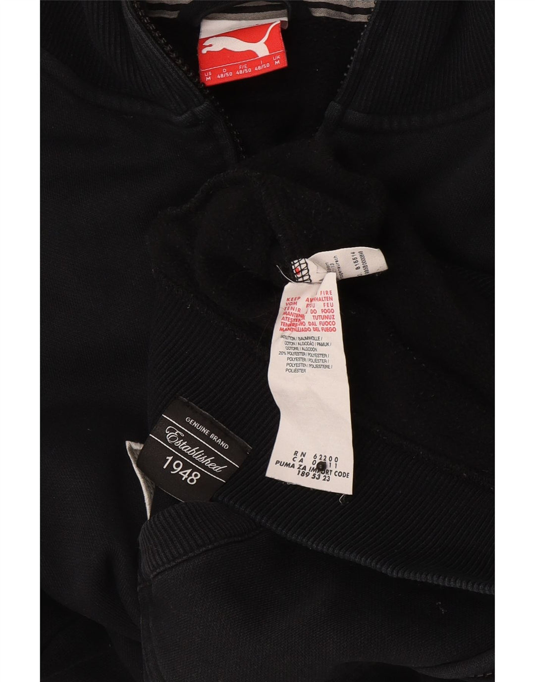 Puma Mens Graphic Tracksuit Top Jacket Medium Black Cotton