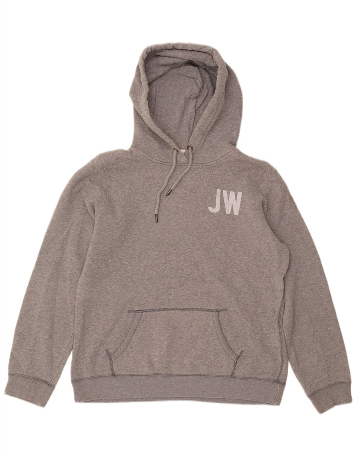 JACK WILLS Womens Graphic Hoodie Jumper UK 14 Large Grey Cotton