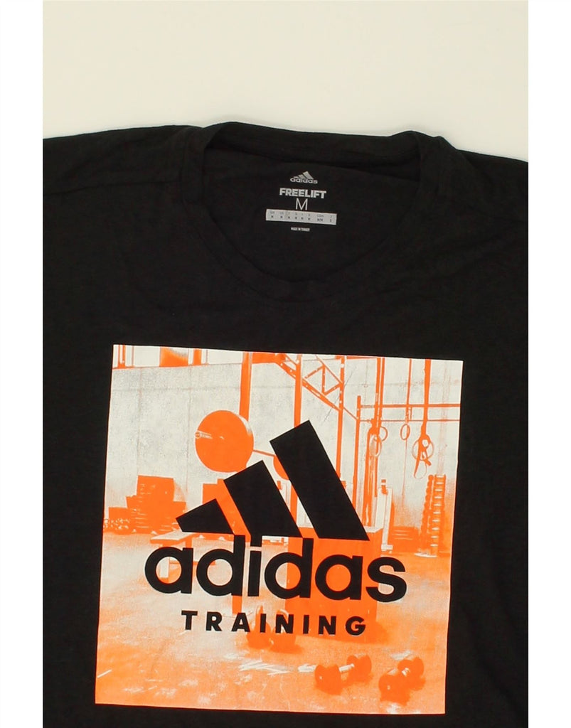 ADIDAS Mens Climalite Graphic T-Shirt Top Medium Black Polyester | Vintage Adidas | Thrift | Second-Hand Adidas | Used Clothing | Messina Hembry 