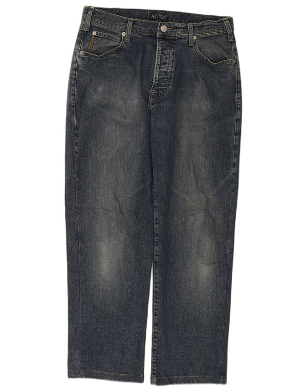 Armani Mens Straight Jeans W32 L27 Navy Blue Cotton