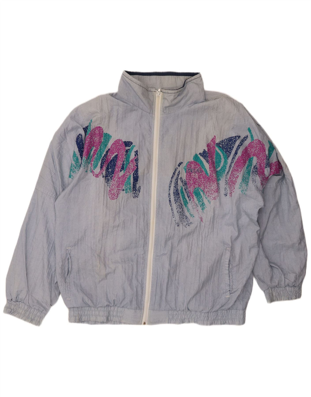 BRUGI Mens Loose Fit Graphic Tracksuit Top Jacket XL Blue Polyester