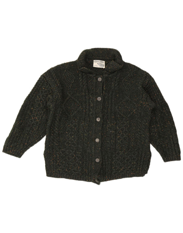 Vintage Womens Cardigan Sweater UK 16 Large Green Flecked Wool