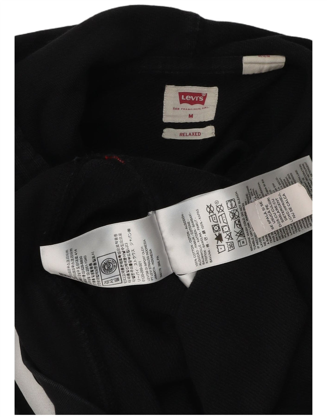 Levi's Mens Graphic Hoodie Jumper Medium Black Cotton