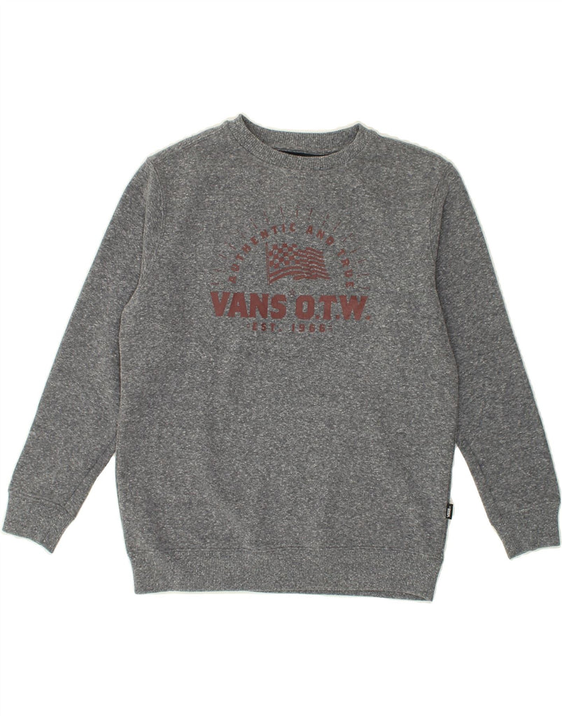 VANS Womens Graphic Sweatshirt Jumper UK 16 Large Grey Polyester | Vintage Vans | Thrift | Second-Hand Vans | Used Clothing | Messina Hembry 