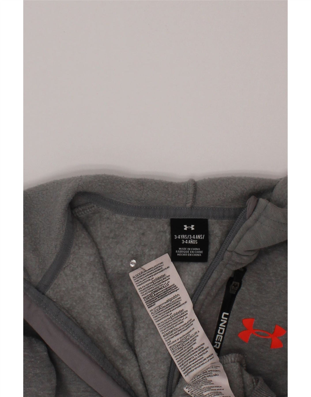 UNDER ARMOUR Boys Zip Hoodie Sweater 3-4 Years Grey