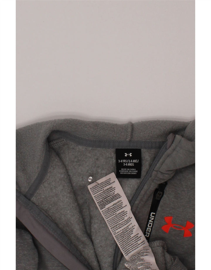 UNDER ARMOUR Boys Zip Hoodie Sweater 3-4 Years Grey