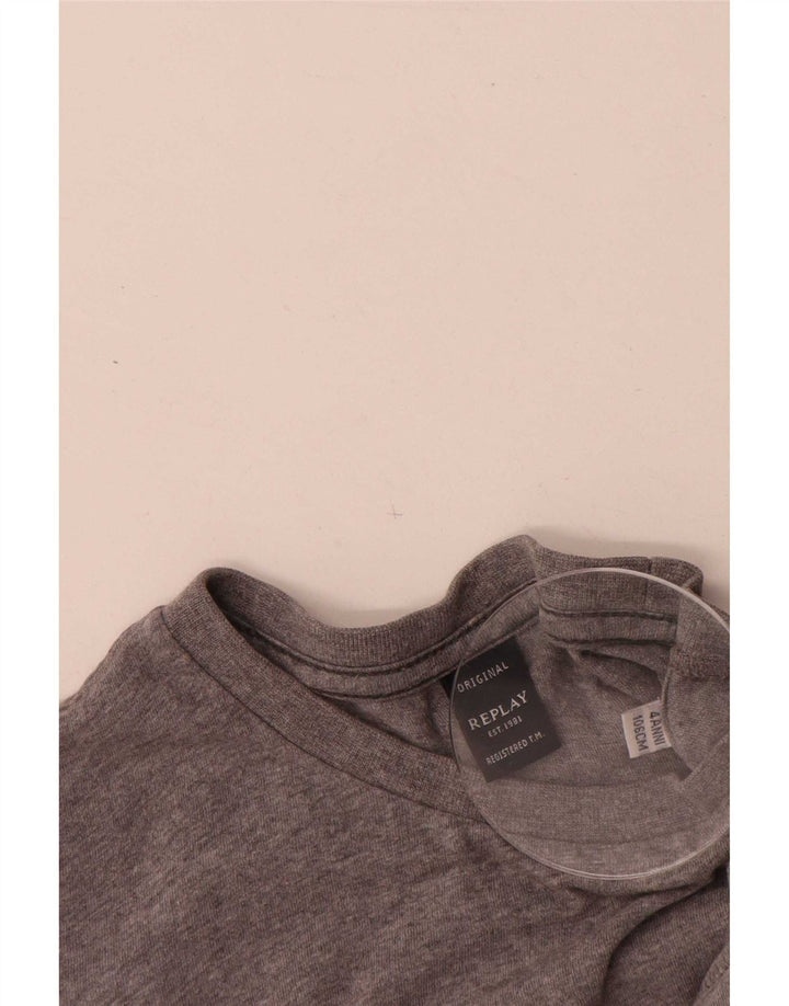Replay Boys Graphic Top Long Sleeve 3-4 Years Grey Cotton