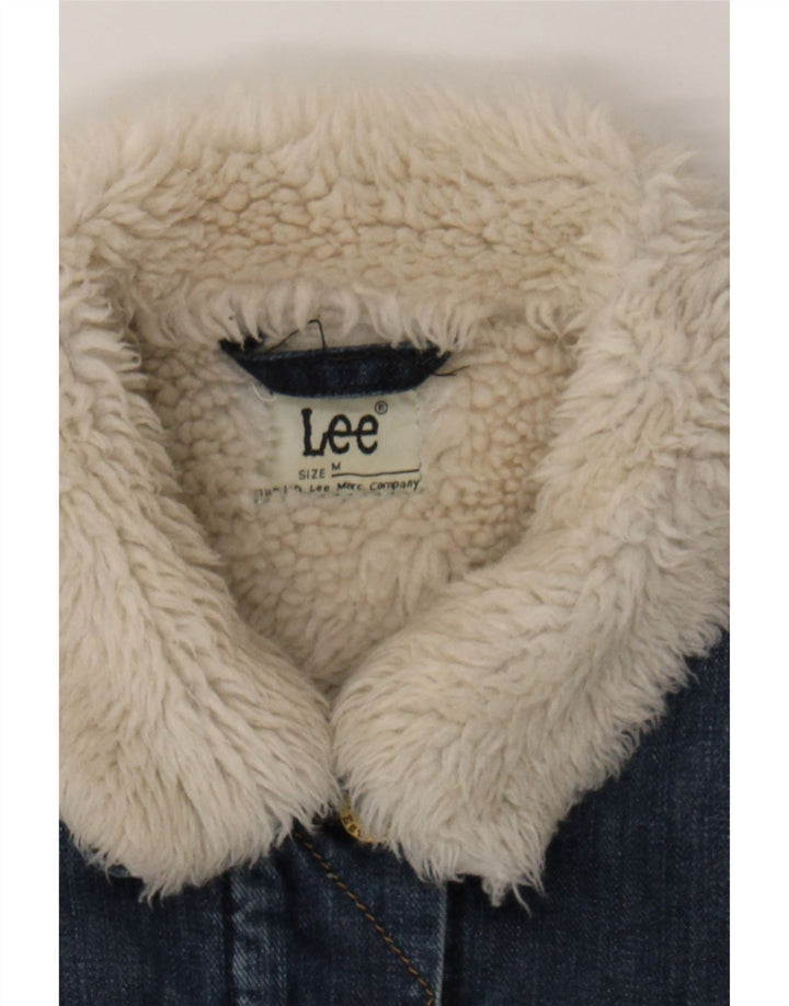 LEE Womens Denim Sherpa Jacket UK 14 Medium Blue Cotton Vintage Lee and Second-Hand Lee from Messina Hembry 