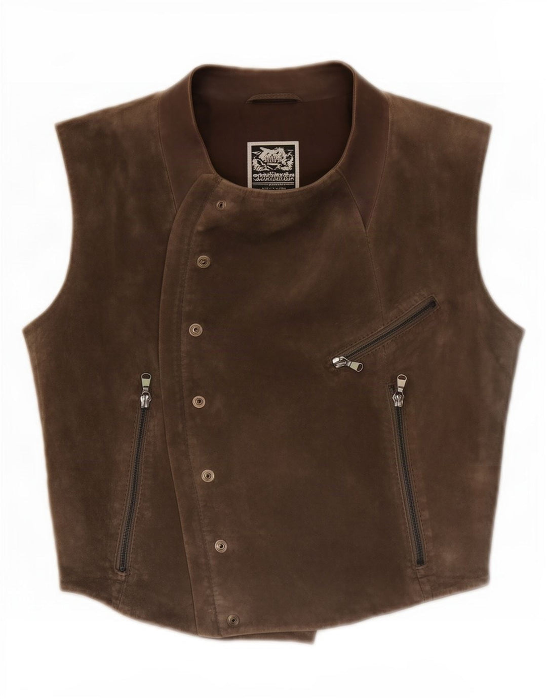 Diesel Womens Suede Waistcoat UK 10 Small Brown Leather