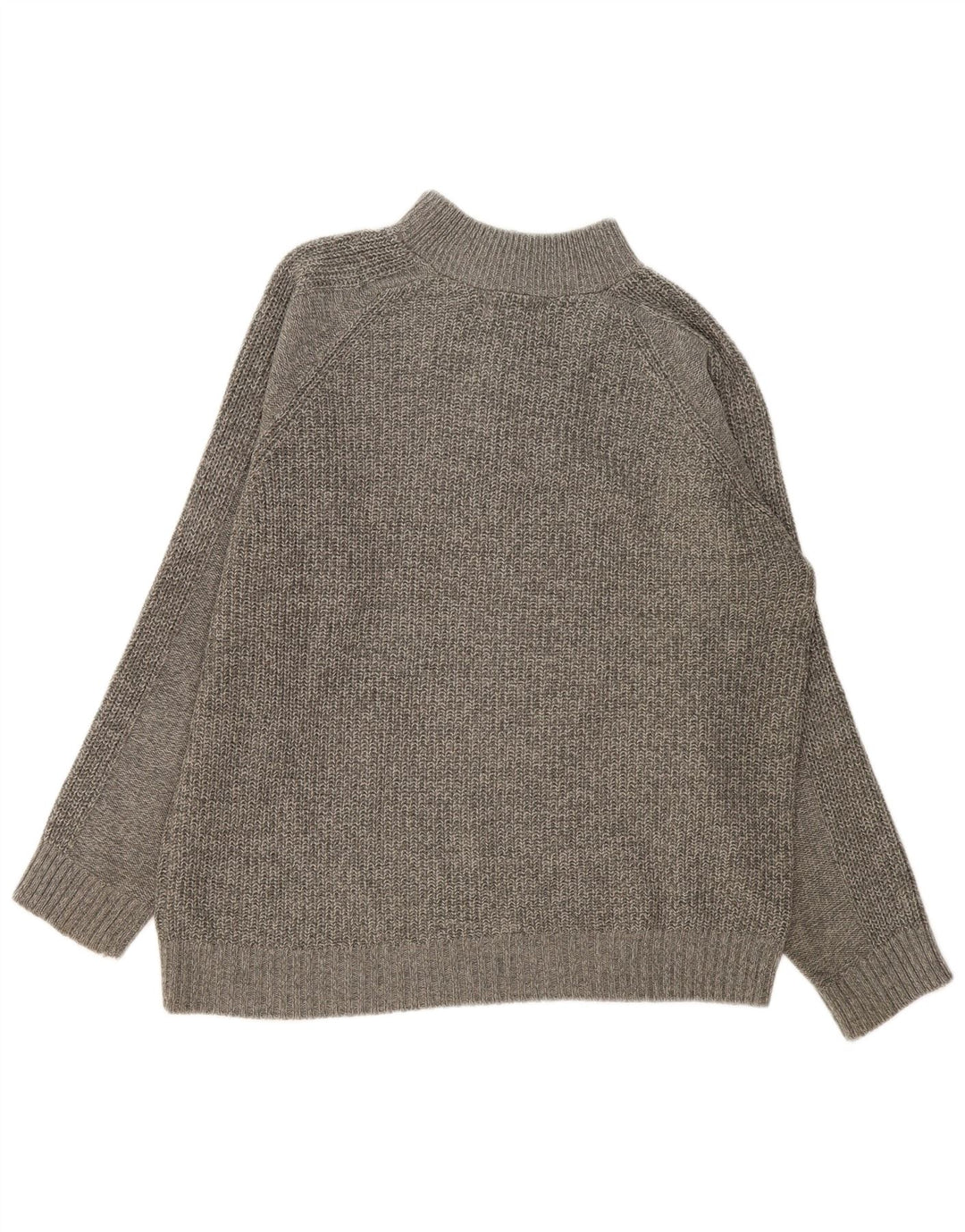 Marks & Spencer Mens Zip Neck Jumper Sweater Large Grey Flecked Acrylic