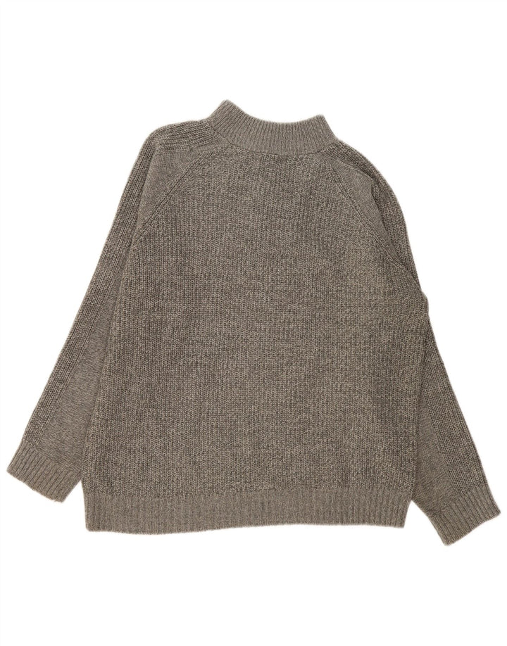 Marks & Spencer Mens Zip Neck Jumper Sweater Large Grey Flecked Acrylic