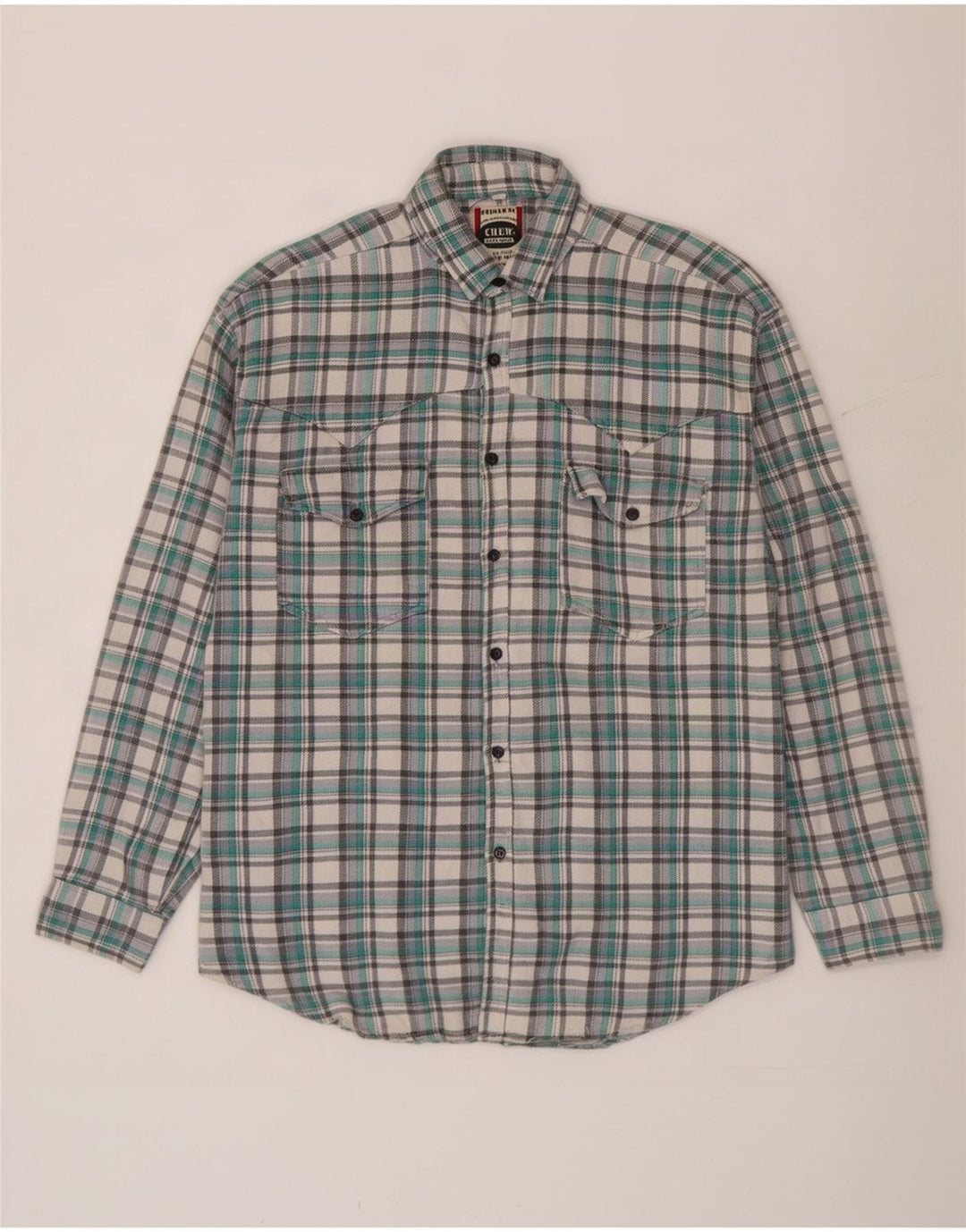 Crew Mens Flannel Shirt Large Green Check Cotton