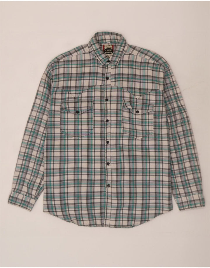 Crew Mens Flannel Shirt Large Green Check Cotton