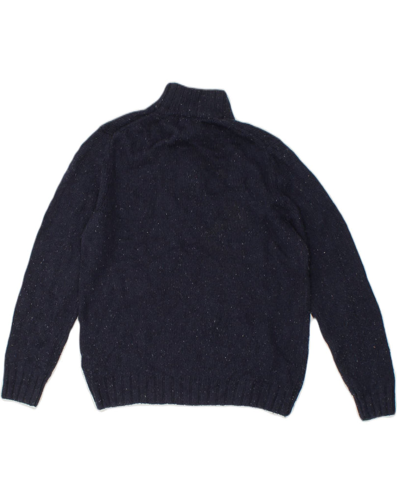 NAUTICA Mens Button Neck Jumper Sweater Medium Navy Blue Flecked Acrylic | Vintage Nautica | Thrift | Second-Hand Nautica | Used Clothing | Messina Hembry 