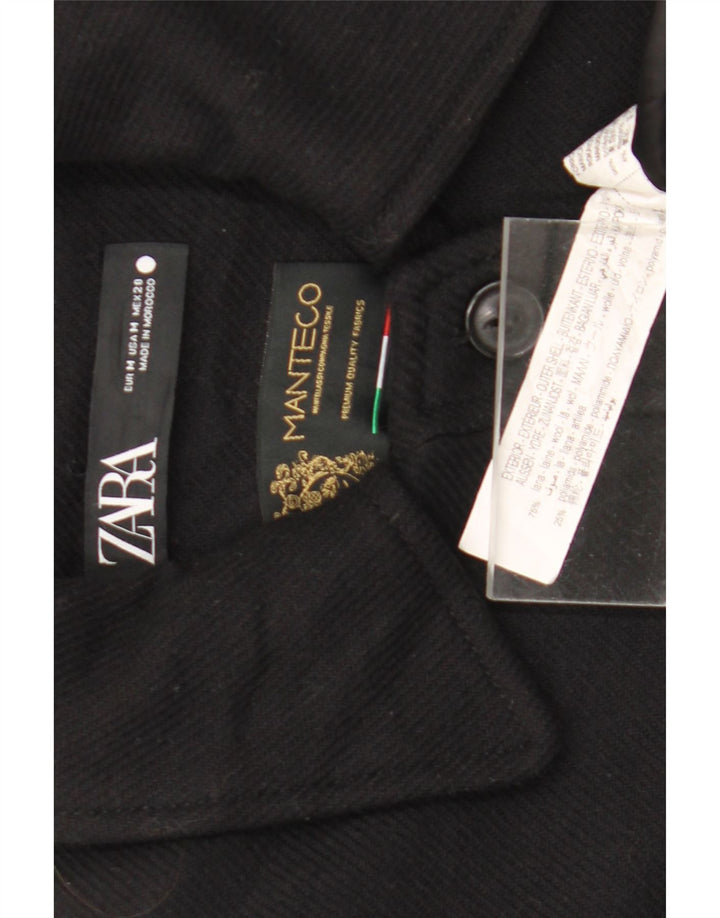Zara Womens Overcoat UK 14 Medium Black Wool