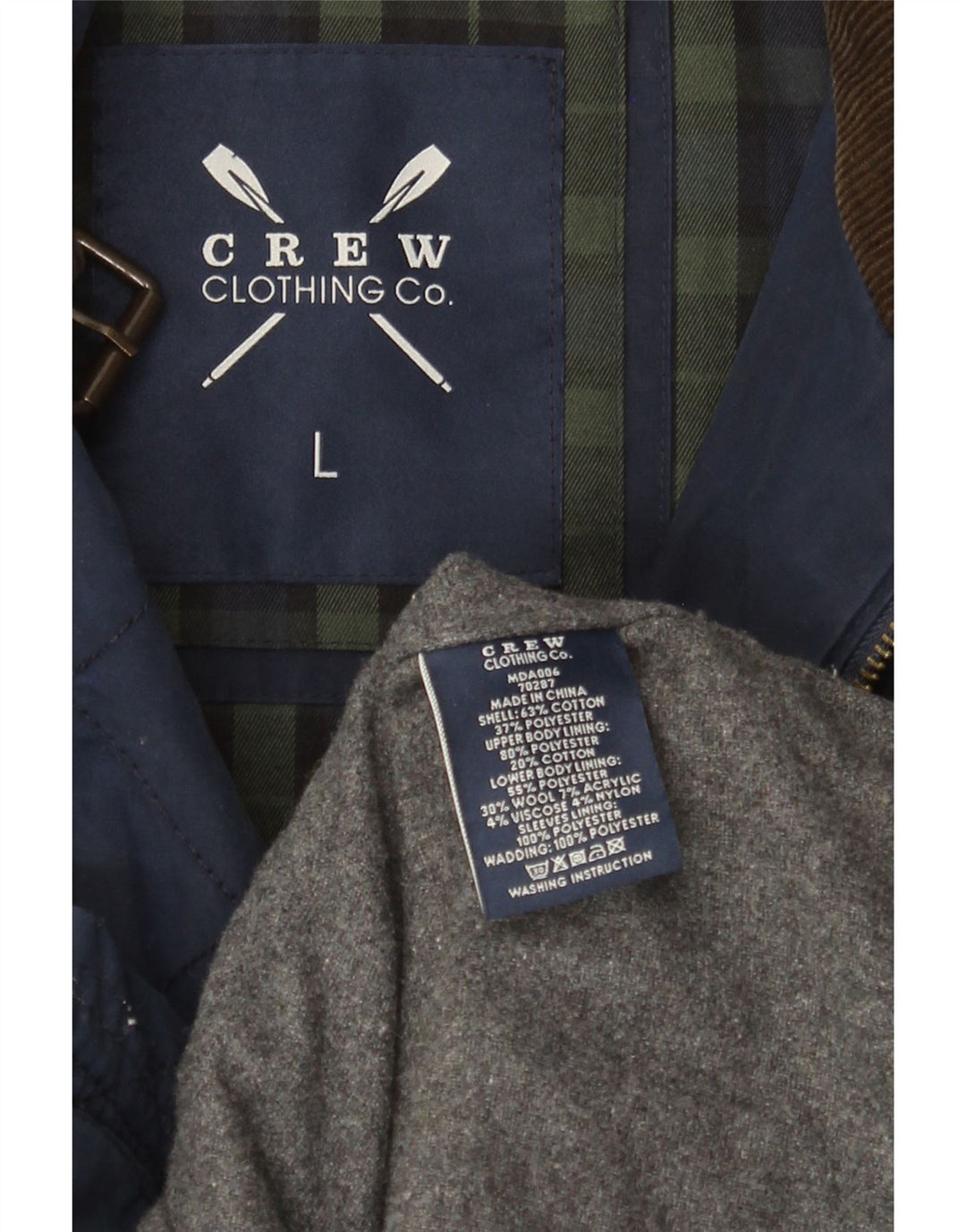 Crew Clothing Mens Quilted Jacket UK 40 Large Navy Blue Cotton