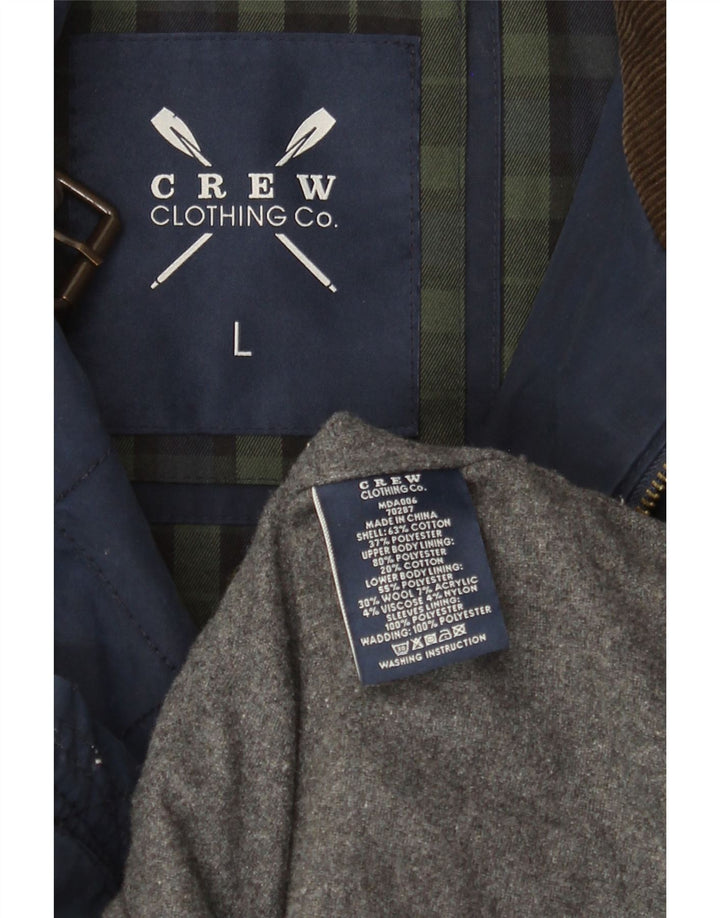 Crew Clothing Mens Quilted Jacket UK 40 Large Navy Blue Cotton