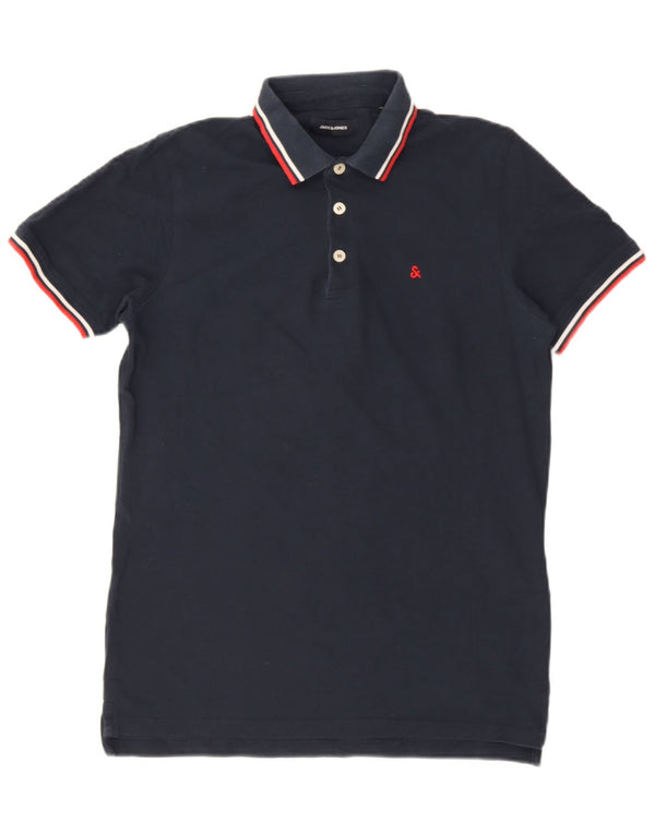 Jack & Jones Mens Polo Shirt Medium Navy Blue Cotton
