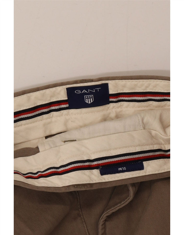 Gant Mens Slim Chino Trousers W40 L32 Khaki