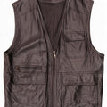 Vintage Mens Leather Utility Gilet IT 52 XL Black
