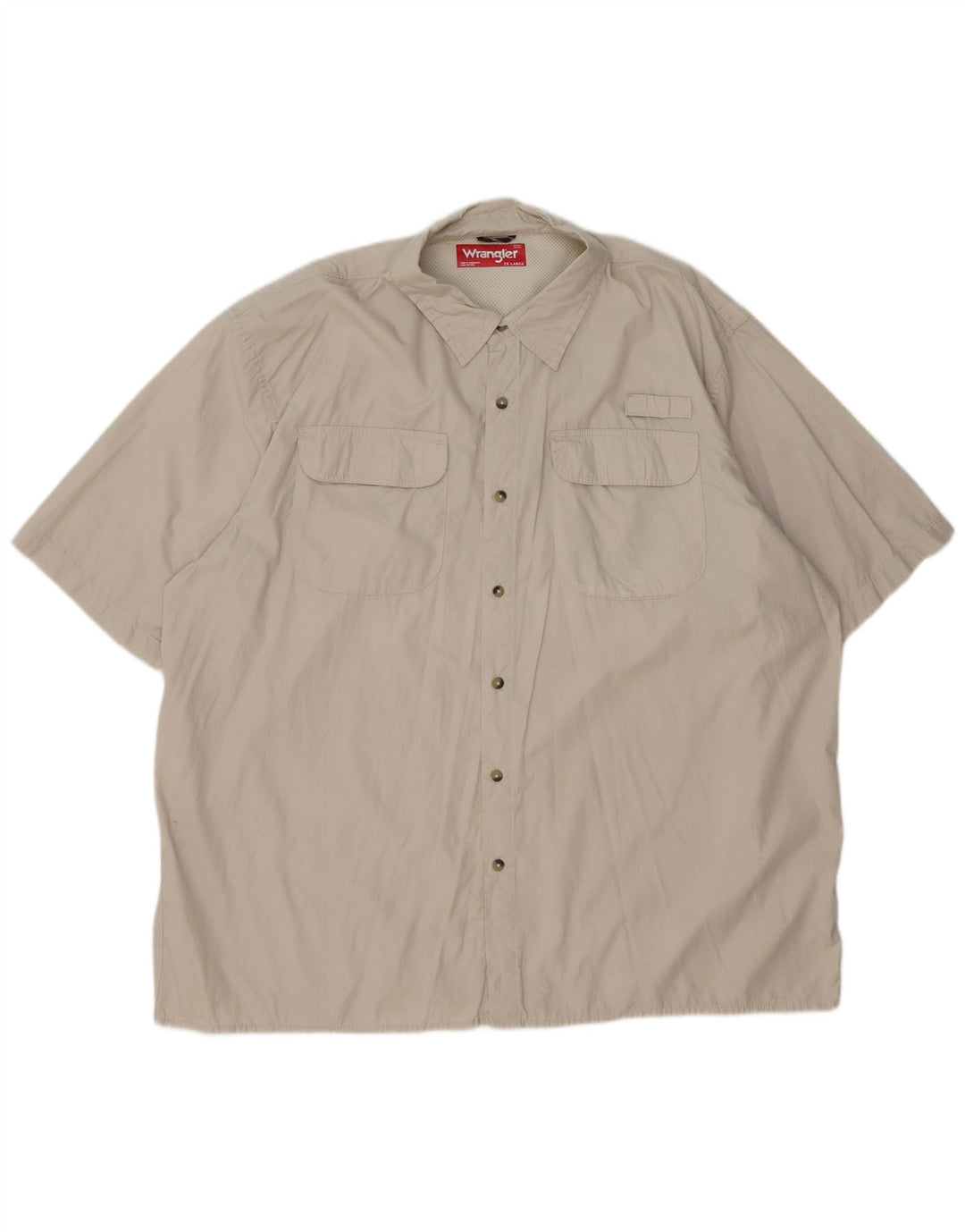 Wrangler Mens Short Sleeve Shirt 2XL Beige Cotton