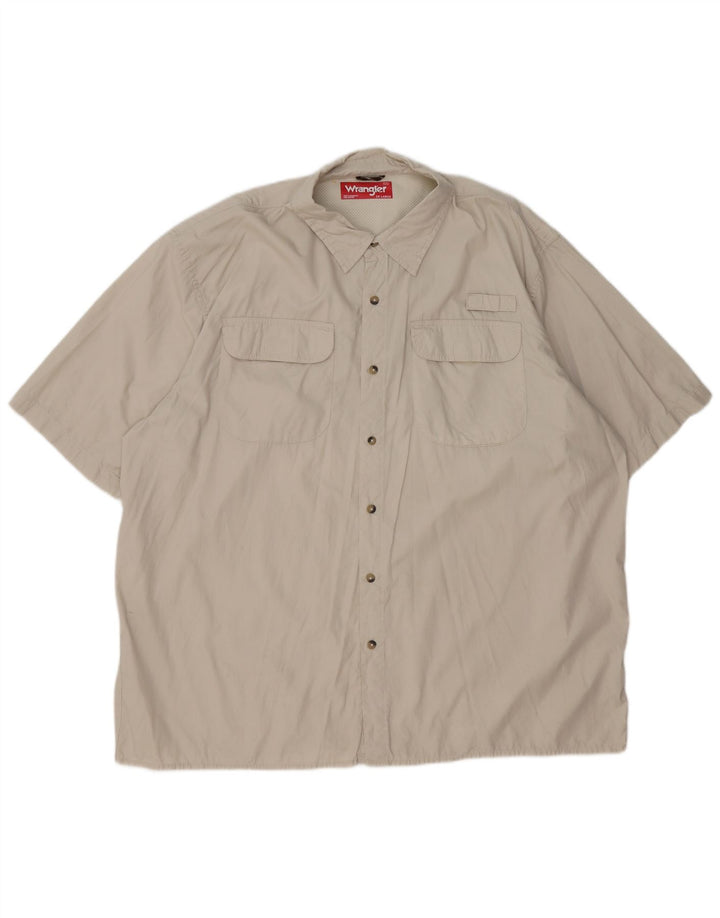 Wrangler Mens Short Sleeve Shirt 2XL Beige Cotton