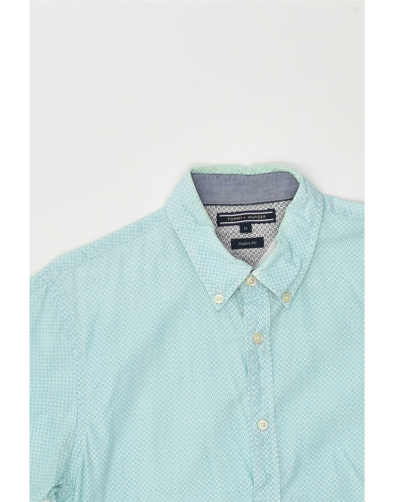 TOMMY HILFIGER Mens Modern Fit Short Sleeve Shirt Medium Turquoise | Vintage Tommy Hilfiger | Thrift | Second-Hand Tommy Hilfiger | Used Clothing | Messina Hembry 