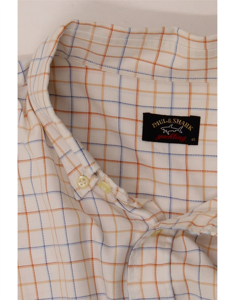 PAUL & SHARK Mens Shirt Size 45 XL White Check Cotton Vintage Paul & Shark and Second-Hand Paul & Shark from Messina Hembry 