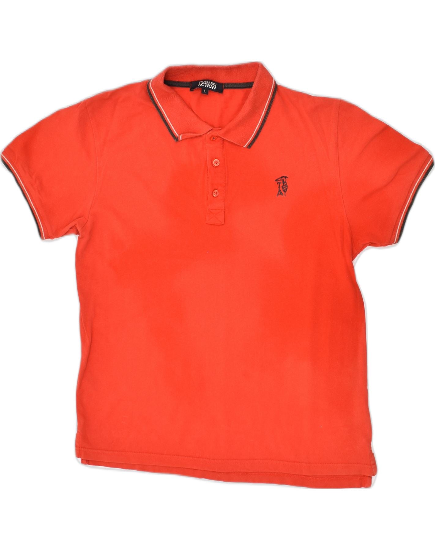 TRUSSARDI Mens Polo Shirt Large Red Cotton Vintage Second-Hand