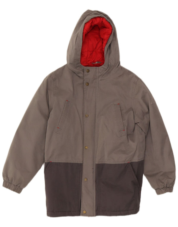 Fat Face Boys Hooded Padded Jacket 11-12 Years Grey Colourblock Polyester