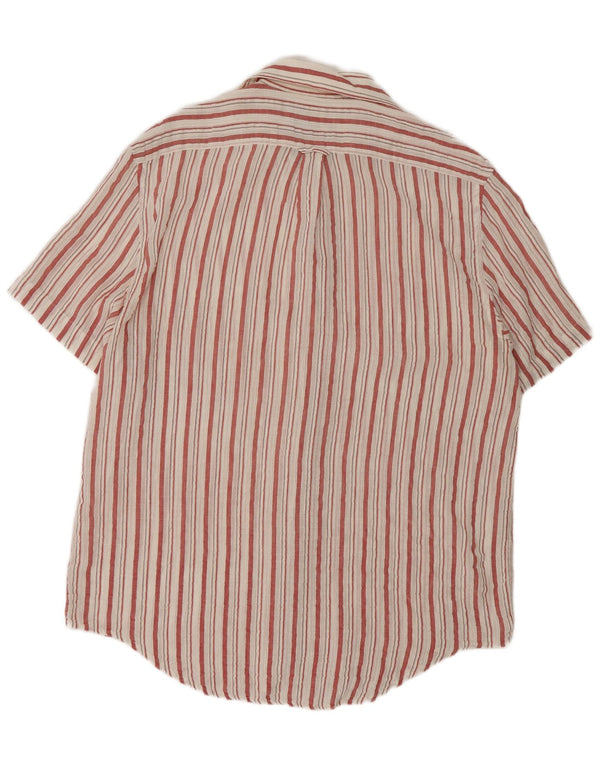 Cacharel Mens Short Sleeve Shirt Large White Striped