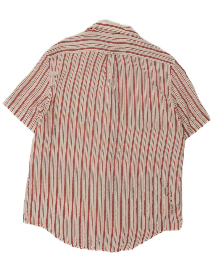 Cacharel Mens Short Sleeve Shirt Large White Striped