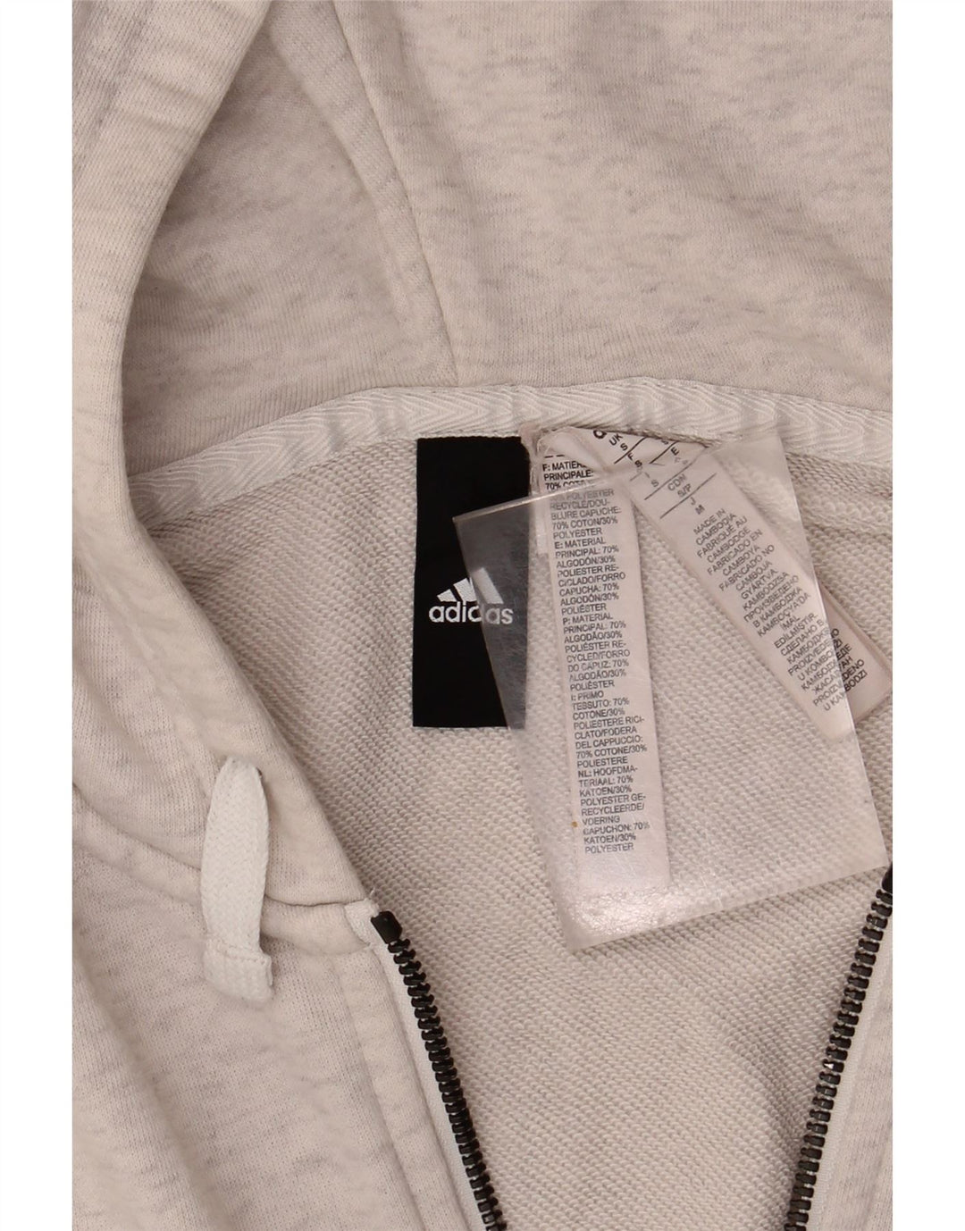 ADIDAS Mens Graphic Zip Hoodie Sweater Small White Cotton