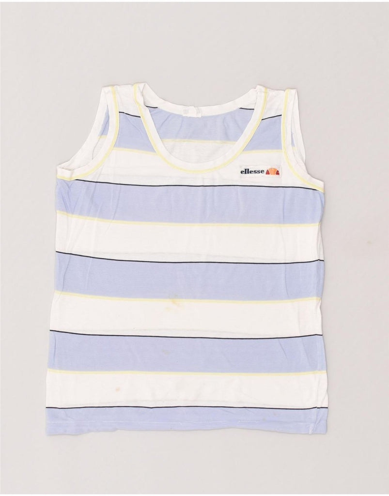 ELLESSE Womens Vest Top UK 14 Large Blue Striped | Vintage Ellesse | Thrift | Second-Hand Ellesse | Used Clothing | Messina Hembry 