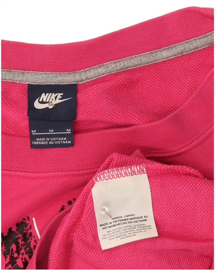 Nike Womens Graphic Sweatshirt Jumper UK 12 Medium Pink Cotton