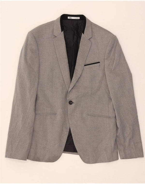Zara Mens 1 Button Blazer Jacket EU 50 Medium Grey