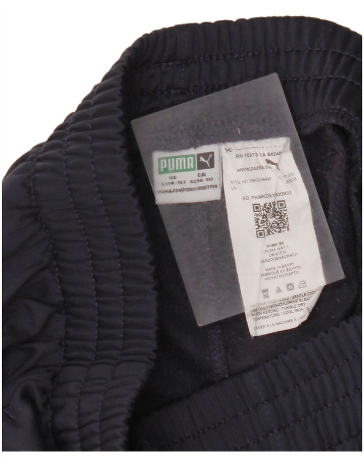 PUMA Boys Graphic Tracksuit Trousers Joggers 13-14 Years Large Navy Blue