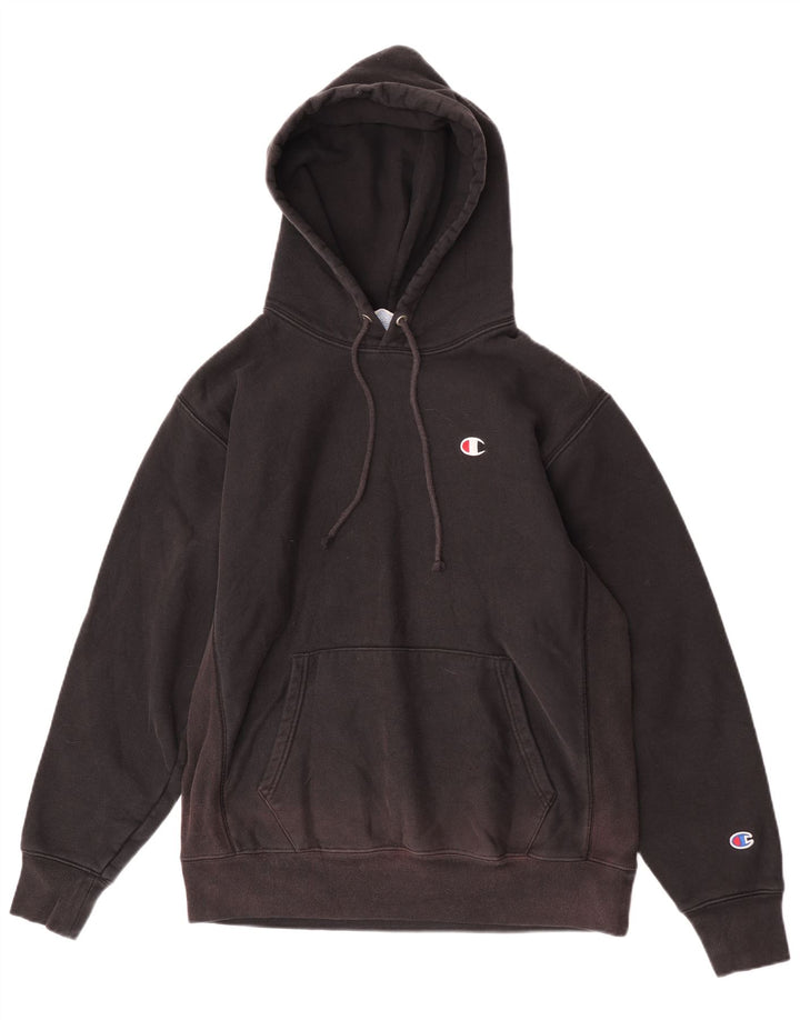 Champion Mens Reverse Weave Hoodie Jumper Large Black Cotton