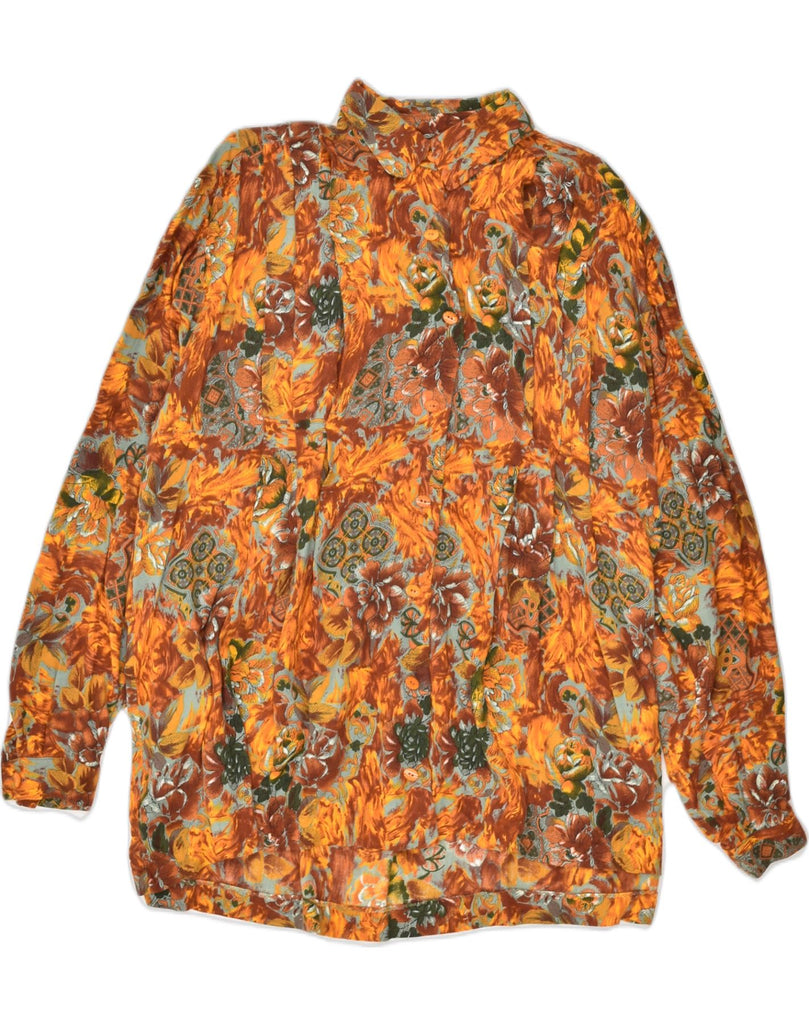 VINTAGE Womens Shirt UK 16 Large Orange Floral | Vintage Vintage | Thrift | Second-Hand Vintage | Used Clothing | Messina Hembry 