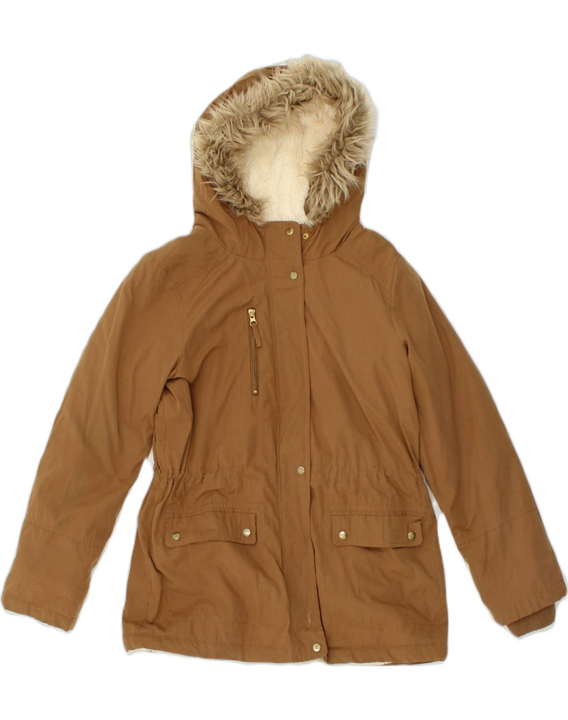 OASIS Womens Sherpa Hooded Parka Jacket UK 14 Medium Brown Polyester | Vintage Oasis | Thrift | Second-Hand Oasis | Used Clothing | Messina Hembry 