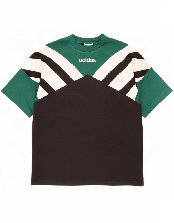 Adidas Mens T-Shirt Top Small Black Colourblock Cotton