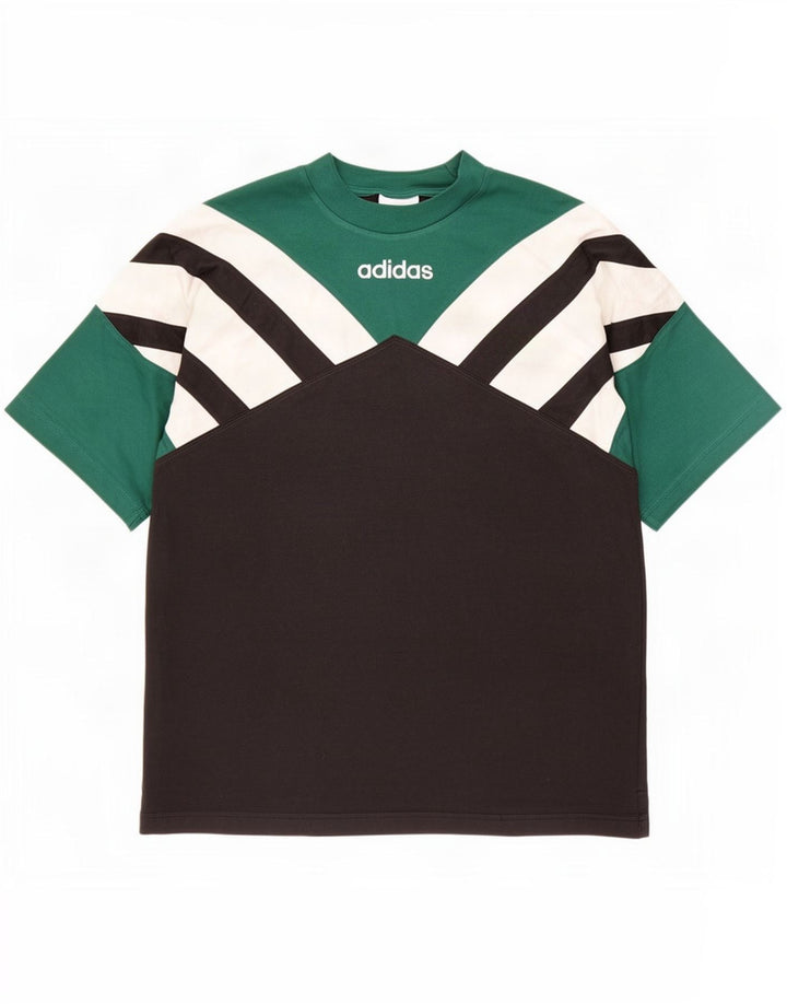 Adidas Mens T-Shirt Top Small Black Colourblock Cotton