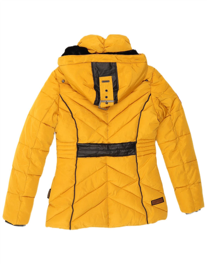 Marikoo Womens Hooded Padded Jacket UK 6 XS Yellow Polyester