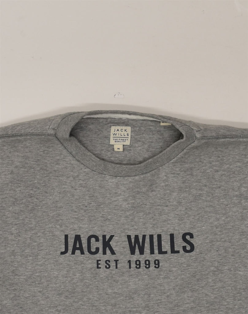 JACK WILLS Mens Graphic Sweatshirt Jumper Medium Grey Cotton | Vintage Jack Wills | Thrift | Second-Hand Jack Wills | Used Clothing | Messina Hembry 